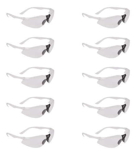 Kit 10 Óculos Proteção Segurança Trabalho Epi Antirrisco Ca Cor Da Lente Incolor