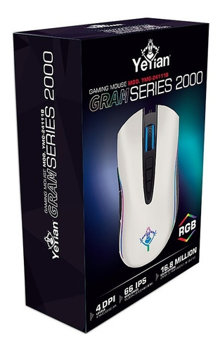 Mouse Gamer Yeyian Gram Series 2000, Blanco, 10k Dpi. 66ips