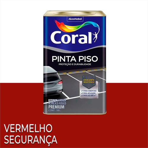 Tinta Pinta Piso Premium Grande Circulação 18 Litros Coral Acabamento Mate Cor Vermelho Segurança