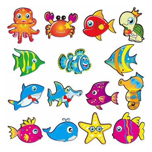 60 Pieces Sea Animals Cut-outs Fish Classroom Accents Cutout