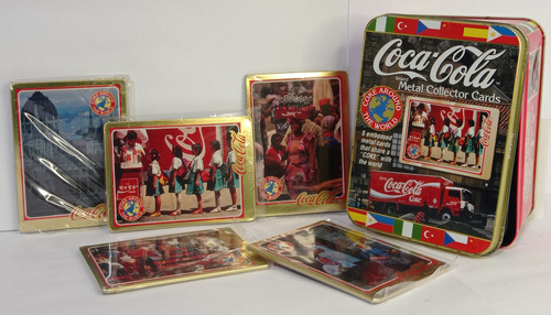 Caja Y 5 Cartas Coca Cola 1996 Metal Collector Cards