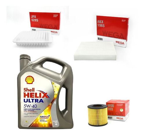 Kit 3 Filtros + 4l Aceite Shell 5w40 Toyota Corolla Wega