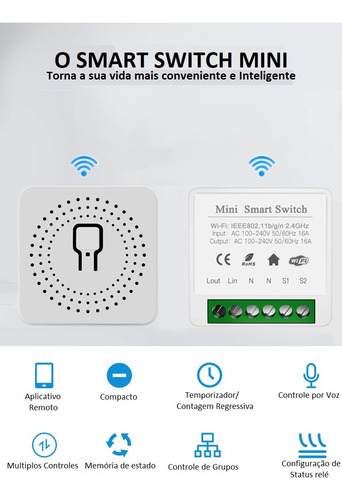 Interruptor Smart Switch Relé Inteligente Wifi 16a Diy Jwcom