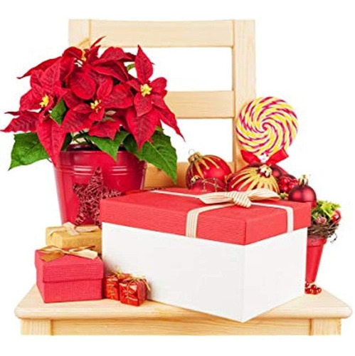 Homcomoda Navidad Rojo Flor Artificial Faux Poinsettia Bush