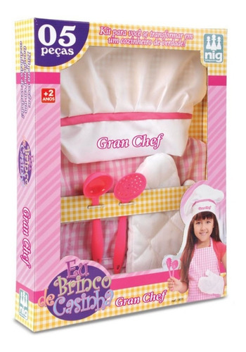 Conjunto Infantil Cozinheiro Gran Chef Rosa Nig Brinquedos