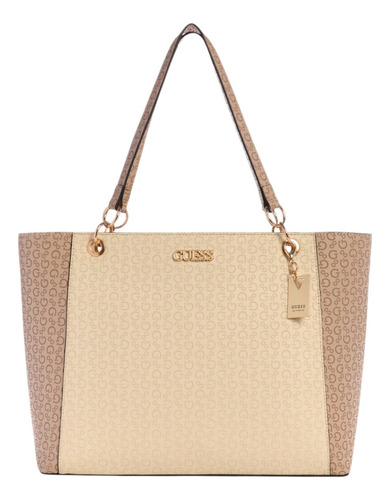Bolsa Guess Factory Bg924525-sml Acabado De Los Herrajes Níquel Color Beige Correa De Hombro Beige Diseño De La Tela Lisa