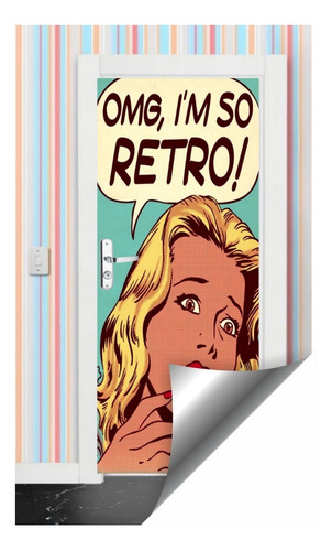 Adesivo Parede Porta Vintage Clássico Omg I´m So Retro Comic