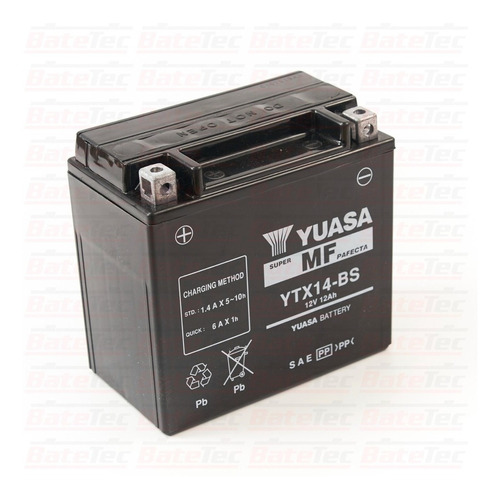 Yuasa Ytx14-bs Batería De Moto Agm 12v 12ah Larga Duración