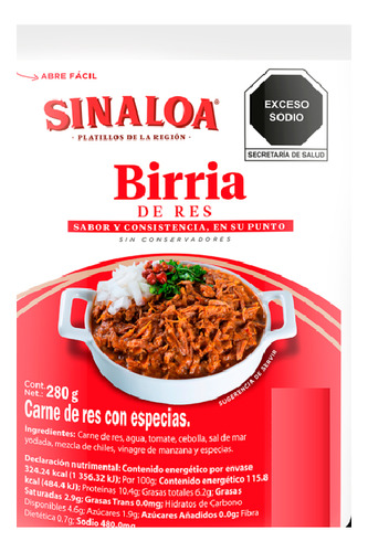 Birria Sinaloa Tradicional 280gr Carne De Res Con Especias