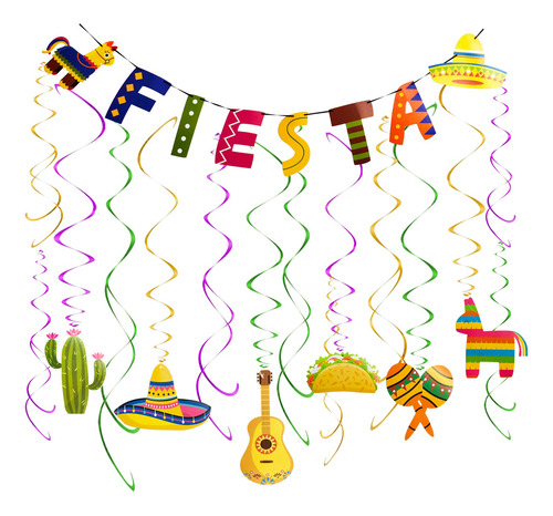 Kit Decoracion Remolino Fiesta Mexicana Cartel Cinco Mayo