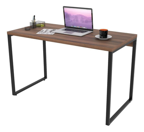 Mesa Para Escritório Home Office Estilo Industrial Form 120 Cm Nogal - Lyam Decor