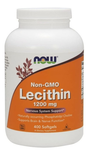 Lecitina 1200 Mg Apoyo Del Sistema Nervioso Now 400 Capsulas