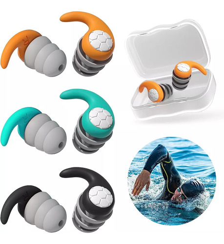 3 Tapones Para Los Oídos De Silicona Para Natación, Insonori