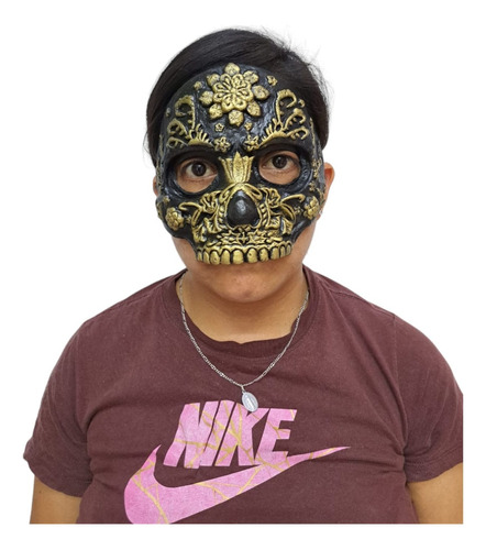 Máscara Antifaz Catrinas Y Catrin Mexicano Halloween Latex Color Catrín Dorado