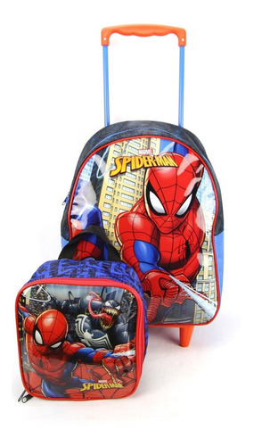 Imagem 2 de 10 de Mochila De Rodinha Homem Aranha Com Lancheira Xeryus 10660