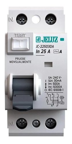 Disyuntor Diferencial Jeluz Bipolar 2x25 Amp Elect.av