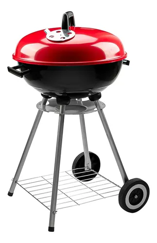 comprar Parrillas A Carbon 85cm Alto Parrilla Redonda Móvil Asados Color Negro y Rojo