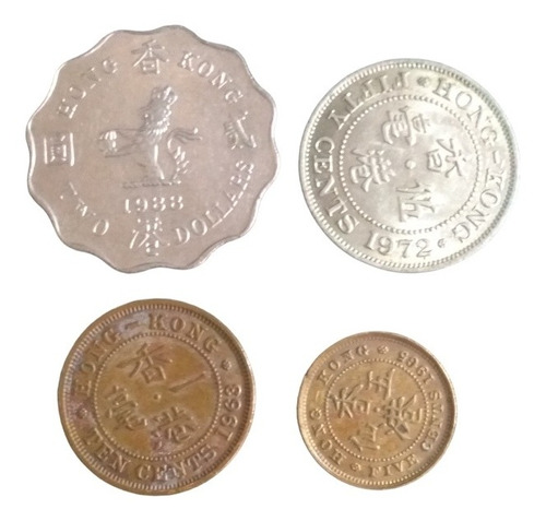  Monedas Hong Kong De 2 Dólares A 5 Centavos 4 Piezas 