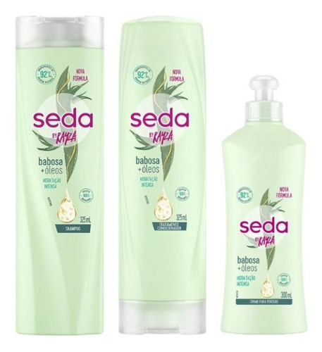 Condicionador Seda Kit shampoo seda 325ml + cond + pentear babosa oleos Shampoo de aloe vera en kit