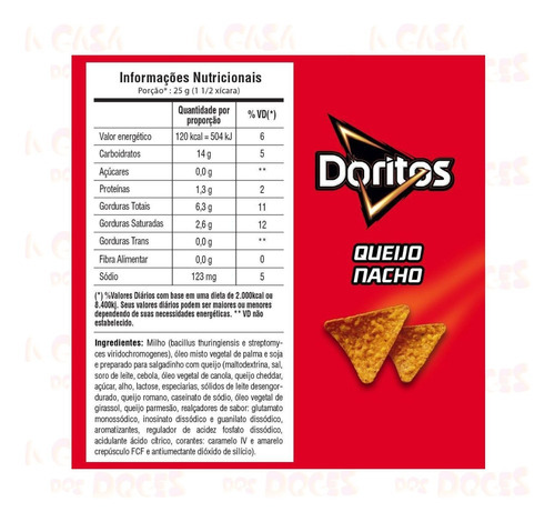 Doritos Queijo Nacho Elma Chips Gigante Kit 8 Pacotes