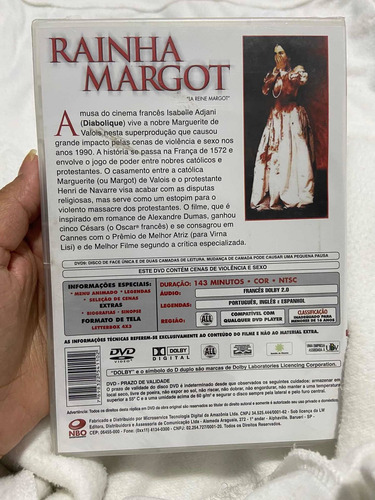 Dvd: Rainha Margot C/ Isabelle Adjani - Raro - Francês