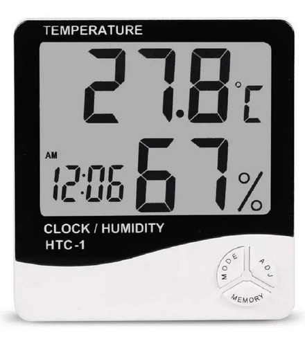 Imagen 1 de 7 de Termohigrometro Digital Higrometro Reloj Temperatura Htc-2  