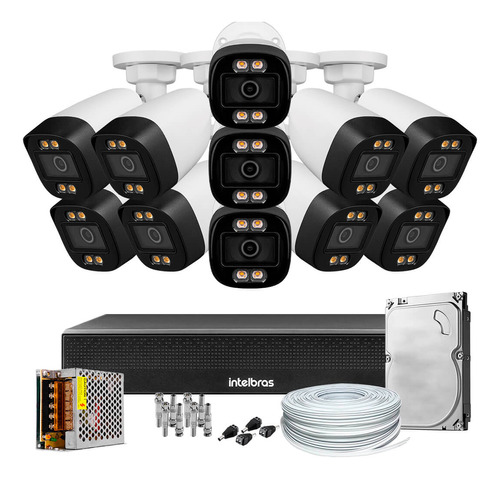 Kit 11 Câmeras Segurança Color 1080p 2.8mm Dvr Intelbras 1tb