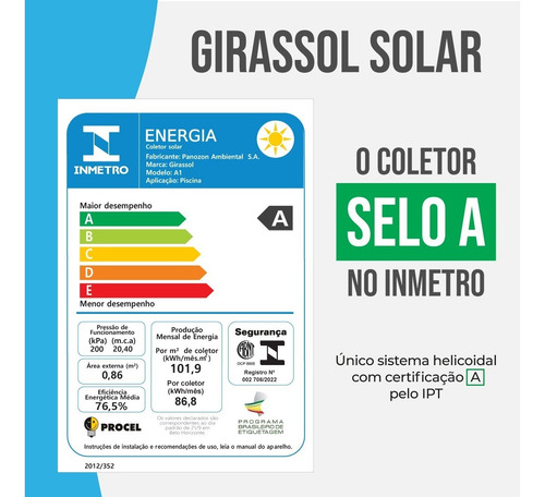 Aquecedor Solar Piscinas 24.000l 6 Placas A1 50mm 50 Mm