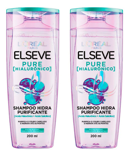 Shampoo Elseve Pure Hialurônico 200ml - Kit Com 2 Unidades