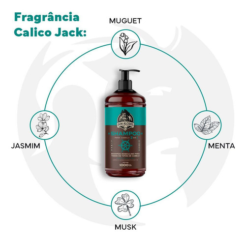 Shampoo Para Cabelo 2 Em 1 Calico Jack 1000ml Don Alcides