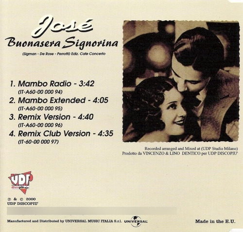 Cd Buonasera Signorina (josé (10)) Estándar