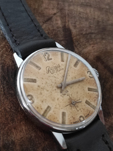 Reloj Renis 17 Rubis ( Oportunidad ) Swiss Coleccion Negro Plateado Champagne (Usado)