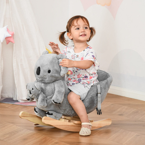 Caballo Mecedor Koala Para Niños Con Sonidos Realistas Gris Color