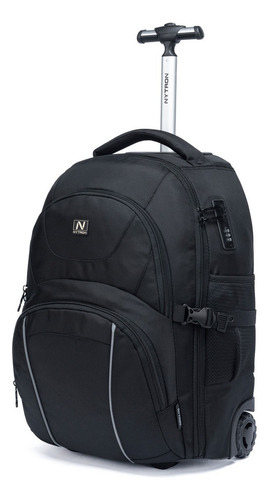 Mochila Executiva Notebook Rodinhas Resistente Cor Preto Desenho Do Tecido Liso