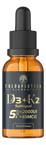 Vitamina D3 + K2 30ml Conta Gotas Therapeutica Elements Sabor Sem Sabor