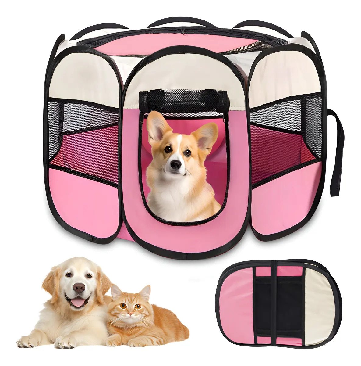 Casa Corral Para Mascotas Perros Gatos Sencillas Plegable Portátil Kidomy