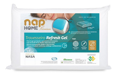 Travesseiro Nasa Refresh Gel Nap Premium - Capa Impermeável