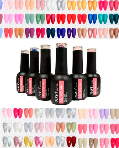 Kit X10 Gel Uv Led Esmalte Semipermanente Navi 10ml Colores 