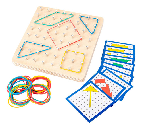 W Wooden Geoboard Montessori Toy Matemática Educação Gráfico