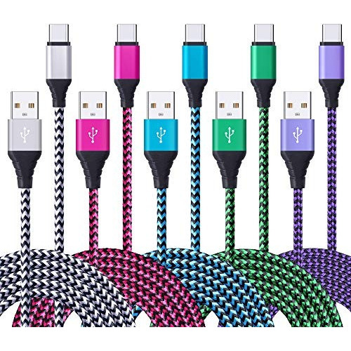 Cable Usb Tipo C 5 Unidades De 6 Pies De Fivebox Rapido Usb