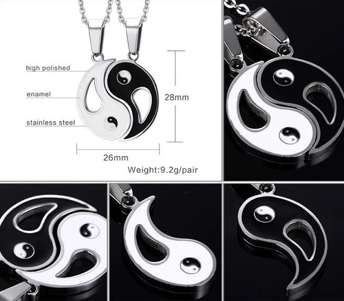 Imagen 6 de 6 de Collar 2 En 1 De Acero Inoxidable, Yin&yan