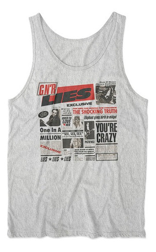 Musculosa Guns N Roses Diseño Lies Gris Melange