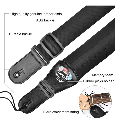 Correas De Bajo Lekato Para Guitarra Eléctrica Y Bajo