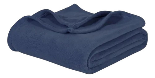 Frazada Manta Polar Twin 1 1/2 Plaza Pierre Cardin Liso Azul Acero