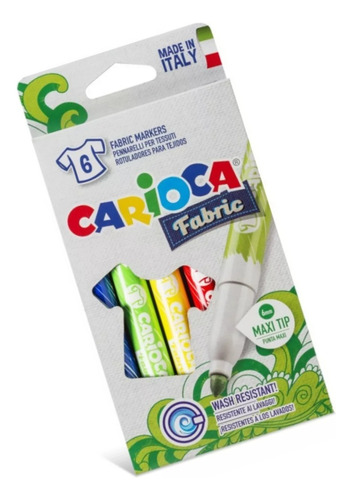 Marcadores Carioca Fabric Textil Permanente X 6 Italy