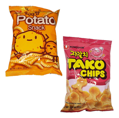 Kit Salgadinho Coreano Batata Poteto Snack E Tako Chips