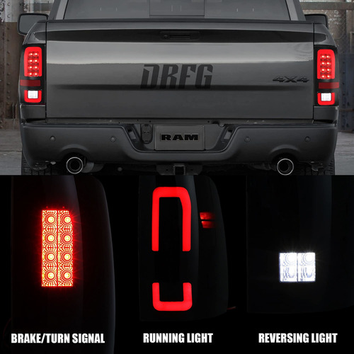 Montaje Luz Trasera Led Para Dodge Ram Negra Ahumada