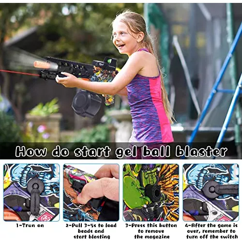 HGOC Pistola de bolas de gel de 1200 rondas, pantalla digital, batería de  1400 mAh, linterna infrarroja, bola de salpicadura automática, actividades