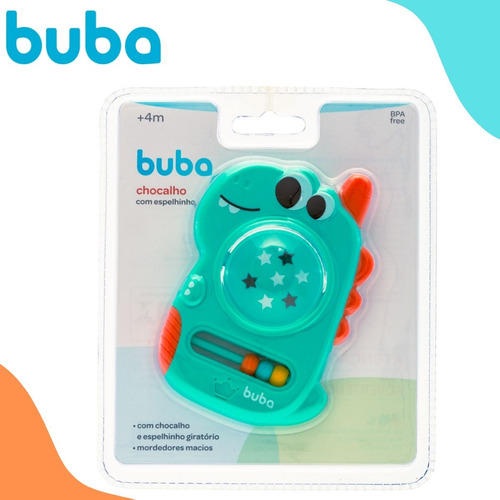 Chocalho Com Espelhinho Dino Interativo Buba Brinquedo Bebe