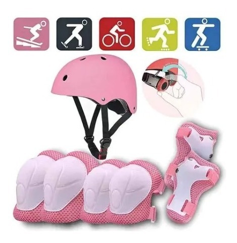 Set Protecciones Casco Niño Bicicleta, Skate, Scooter Patine